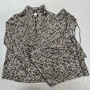 Leopard Print Silk Long Sleeve Pajamas